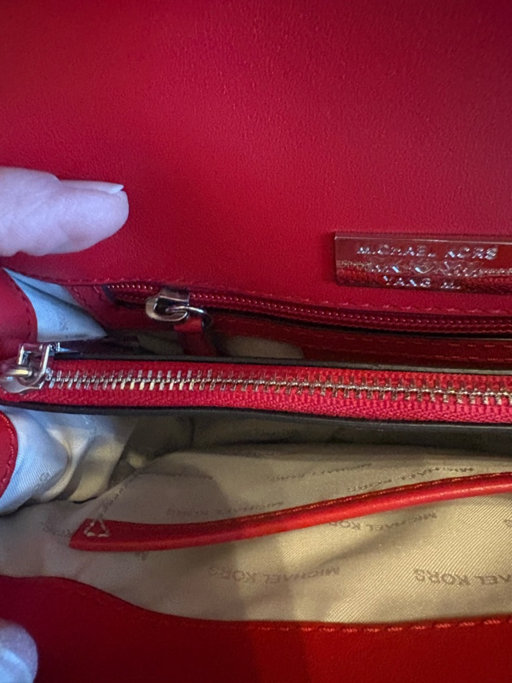 Michael Kors Red Studded Leather Crossbody with Silver Hardware - Picture 6 of 8